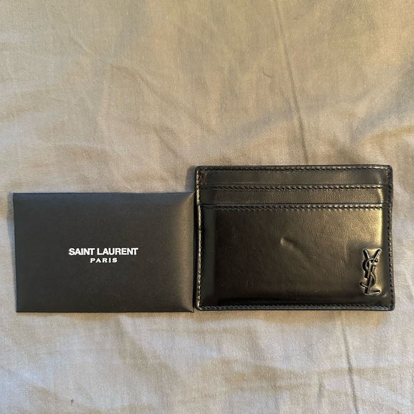 Saint Laurent Black Key Card Holder Leather Accessory - Picture 1 of 3